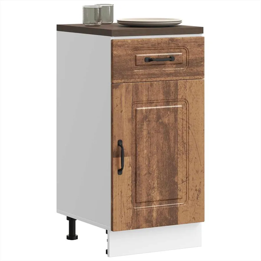Armoire de cuisine Kalmar vieux bois bois d'ingénierie