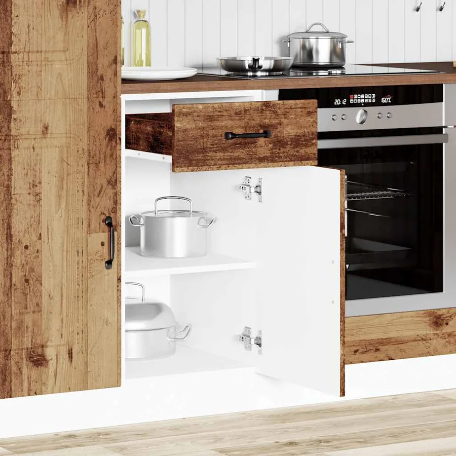 Armoire de cuisine Kalmar vieux bois bois d'ingénierie - 3