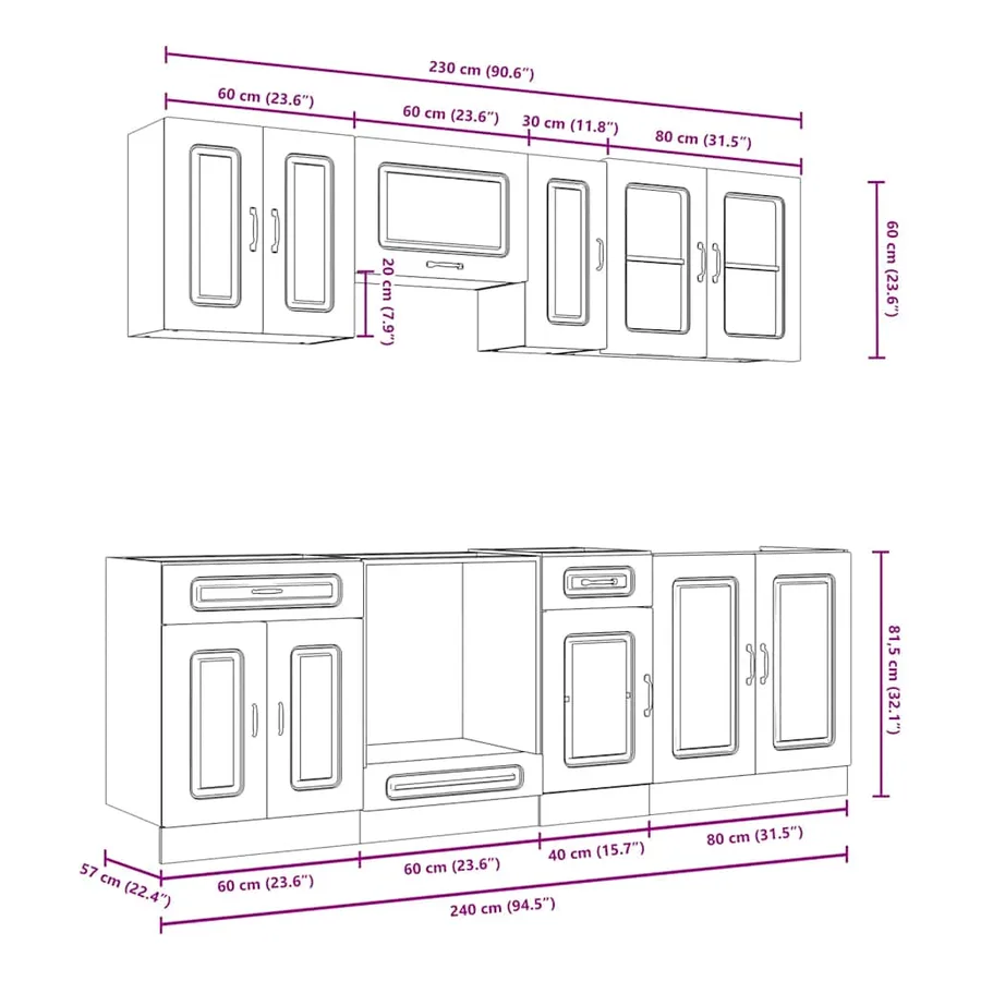 Ensemble d'armoires cuisine 8pcs Kalmar blanc bois d'ingénierie - 9
