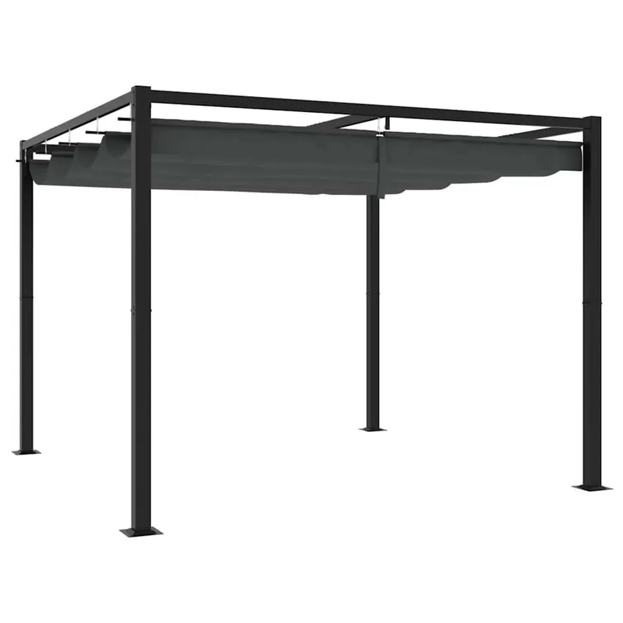 Tonnelle de jardin avec toit rétractable anthracite 3x3 m acier