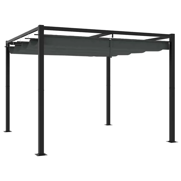 Tonnelle de jardin avec toit rétractable anthracite 3x3 m acier