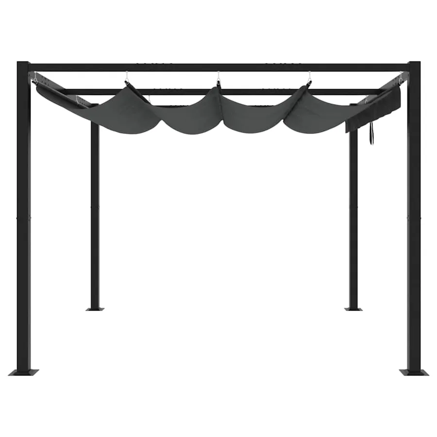 Tonnelle de jardin avec toit rétractable anthracite 3x3 m acier - 4