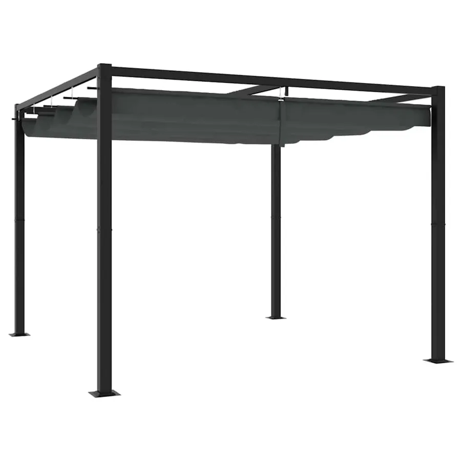 Tonnelle de jardin avec toit rétractable anthracite 3x3 m acier - 5