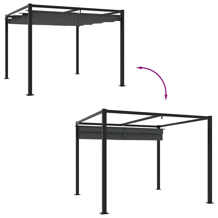 Tonnelle de jardin avec toit rétractable anthracite 3x3 m acier - 6