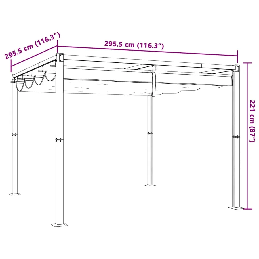 Tonnelle de jardin avec toit rétractable anthracite 3x3 m acier - 9