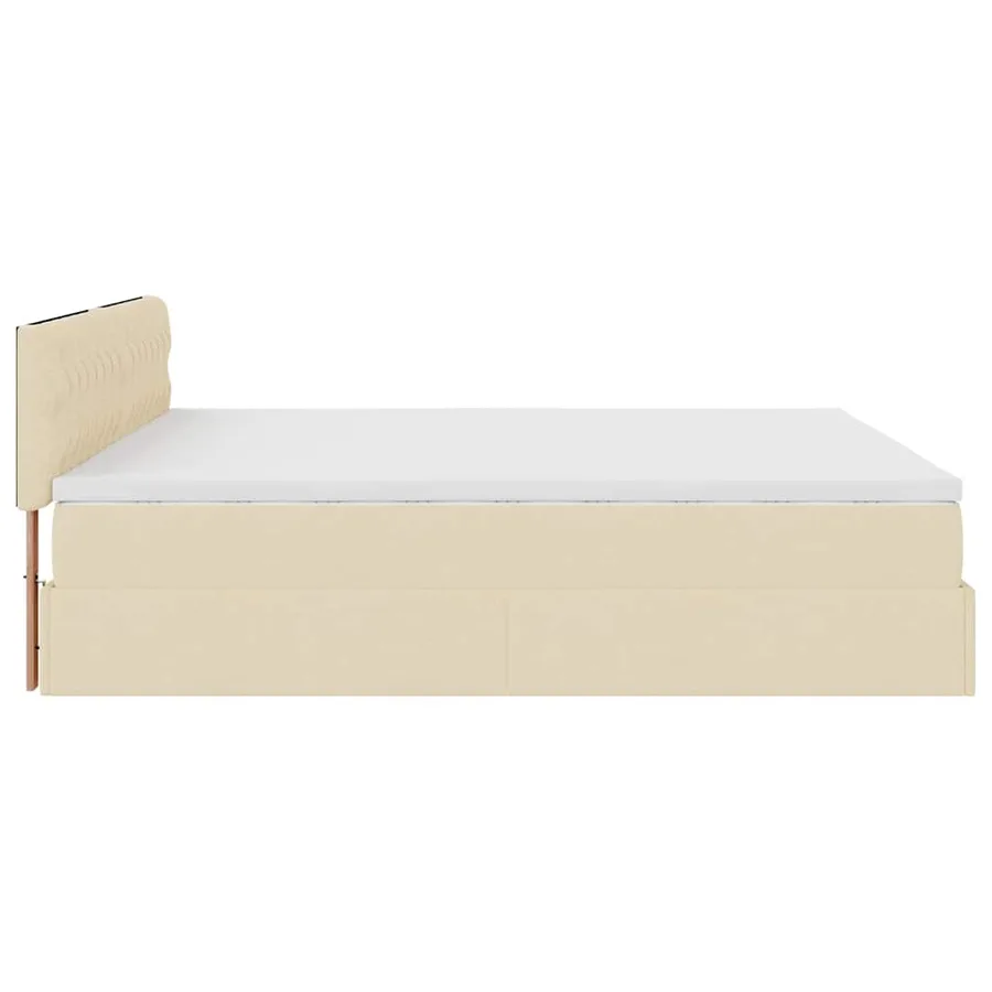 Cadre de lit ottoman avec matelas crème 180x200 cm tissu - 10