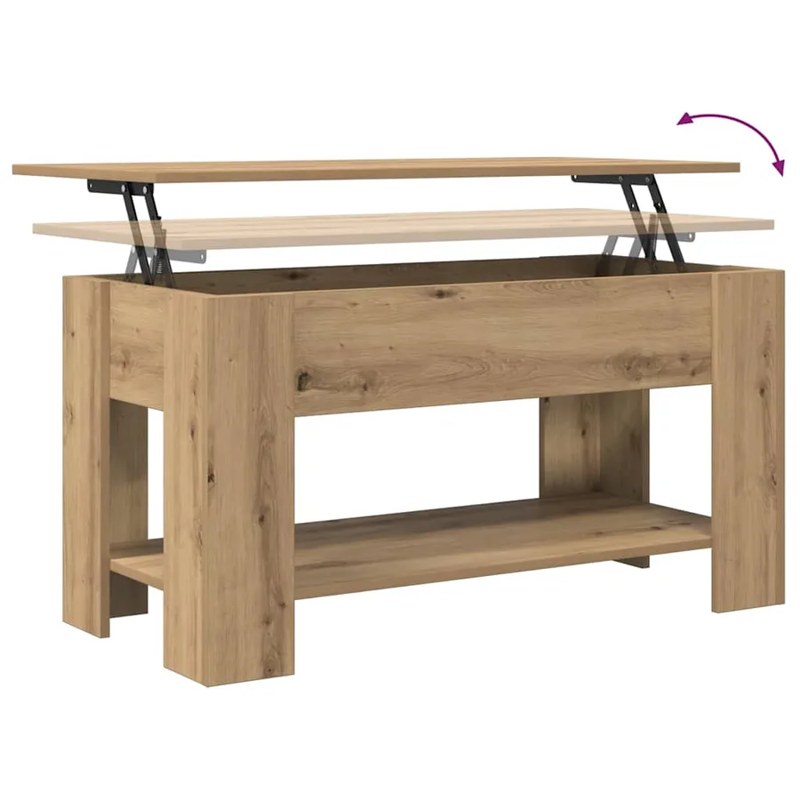 Table basse chêne artisanal 101x49x52 cm bois d'ingénierie - 10