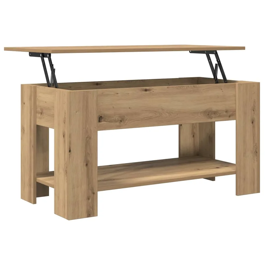 Table basse chêne artisanal 101x49x52 cm bois d'ingénierie - 5