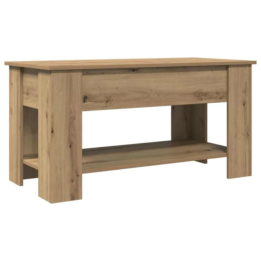 Table basse chêne artisanal 101x49x52 cm bois d'ingénierie - 9