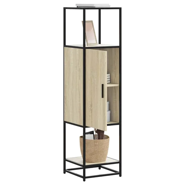 Buffet haut chêne sonoma 35,5x35x139 cm bois d'ingénierie métal