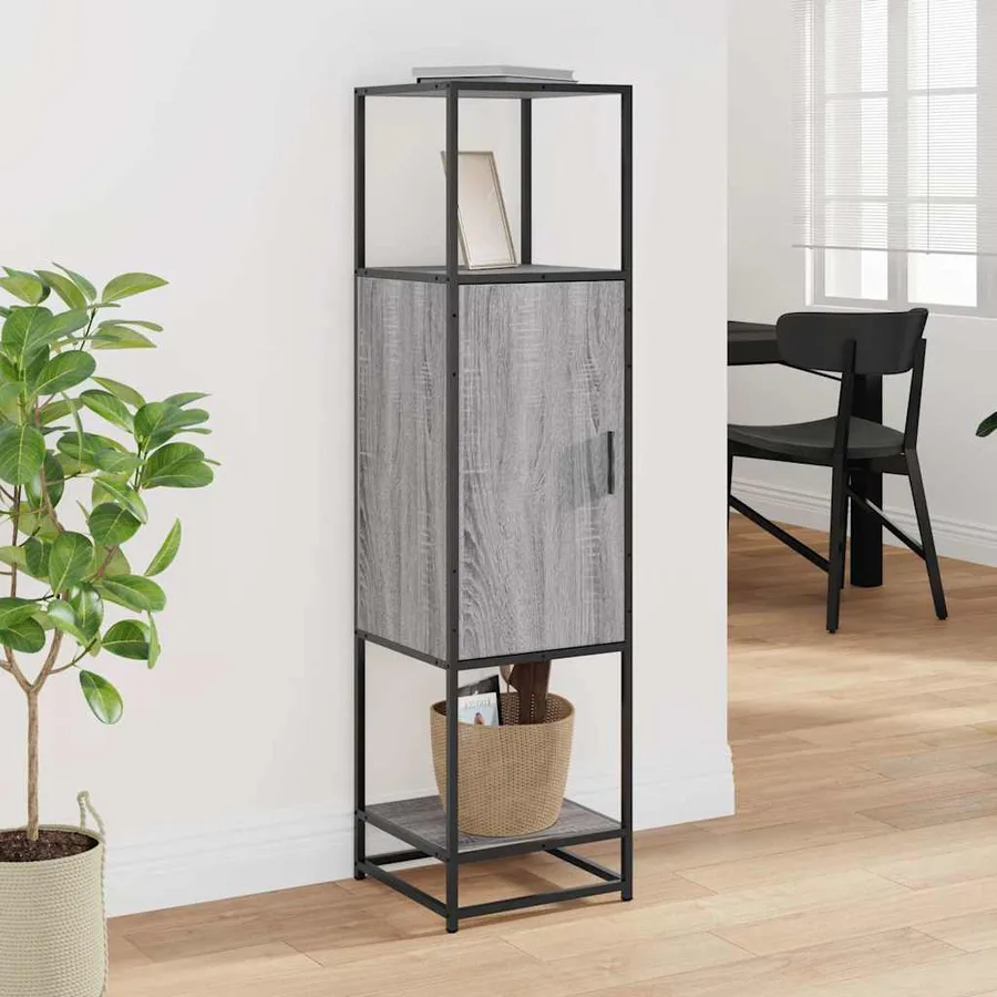 Buffet haut sonoma gris 35,5x35x139 cm bois d'ingénierie métal - 3