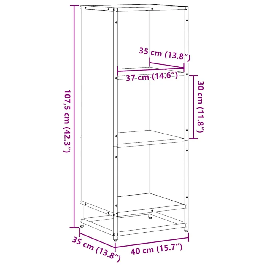Bibliothèque chêne marron 40x35x107,5 cm bois d'ingénierie - 9