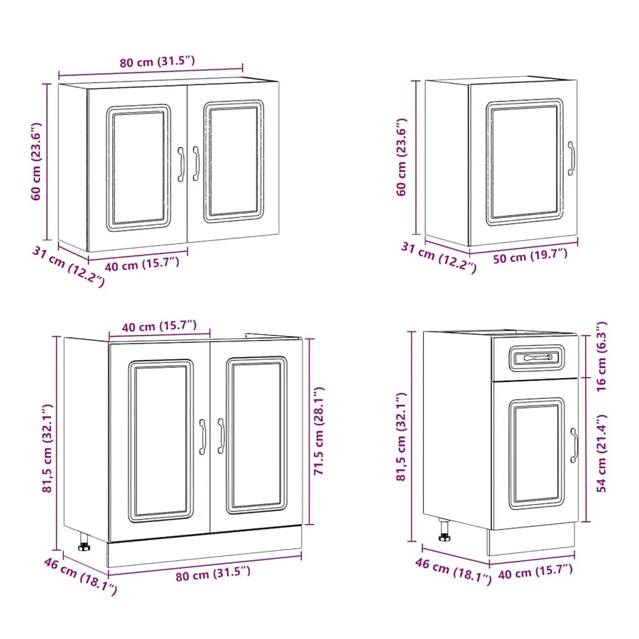 Ensemble d'armoires de cuisine 7 pcs Kalmar bois d'ingénierie - 9