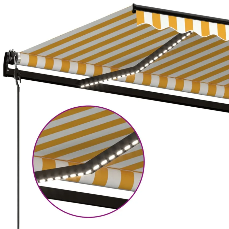 Auvent automatique capteur de vent/LED 450x300cm Jaune et blanc - 4