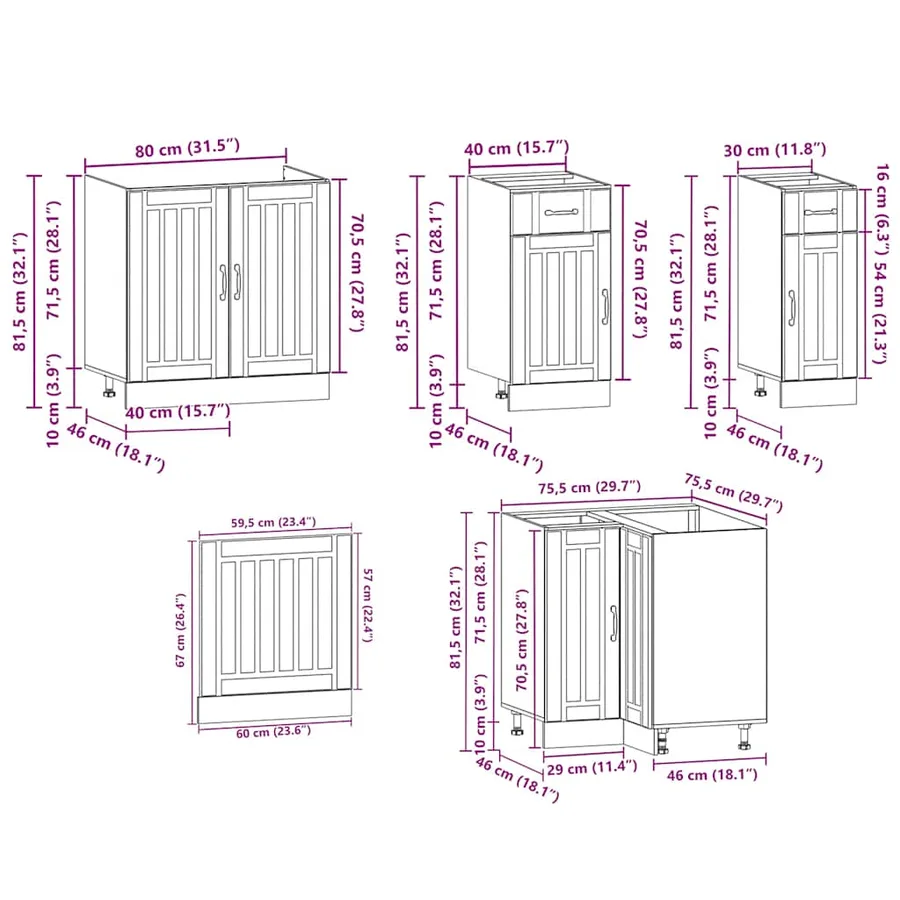 Ensemble d'armoires de cuisine 11 pcs Kalmar bois d'ingénierie - 10