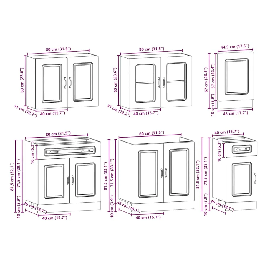 Ensemble d'armoires de cuisine 7 pcs Kalmar bois d'ingénierie - 9
