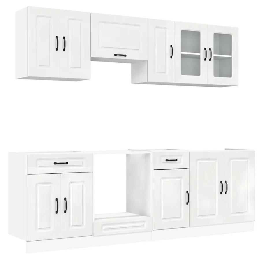 Ensemble d'armoires de cuisine 8 pcs Kalmar blanc brillant - 2