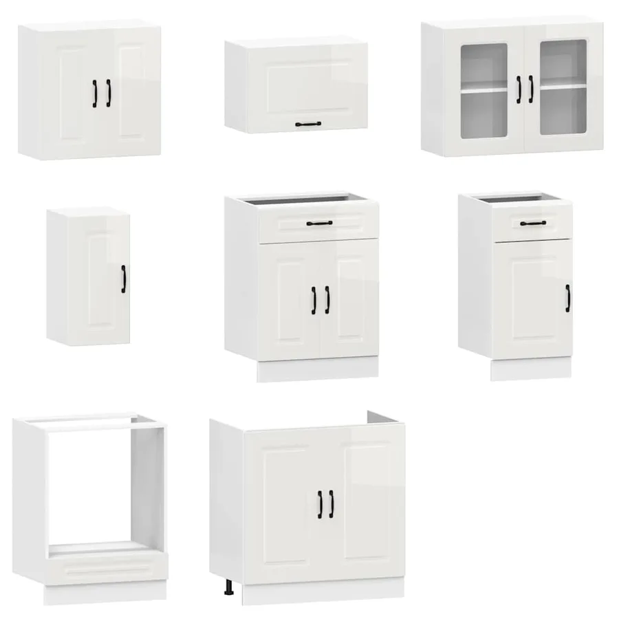 Ensemble d'armoires de cuisine 8 pcs Kalmar blanc brillant - 4