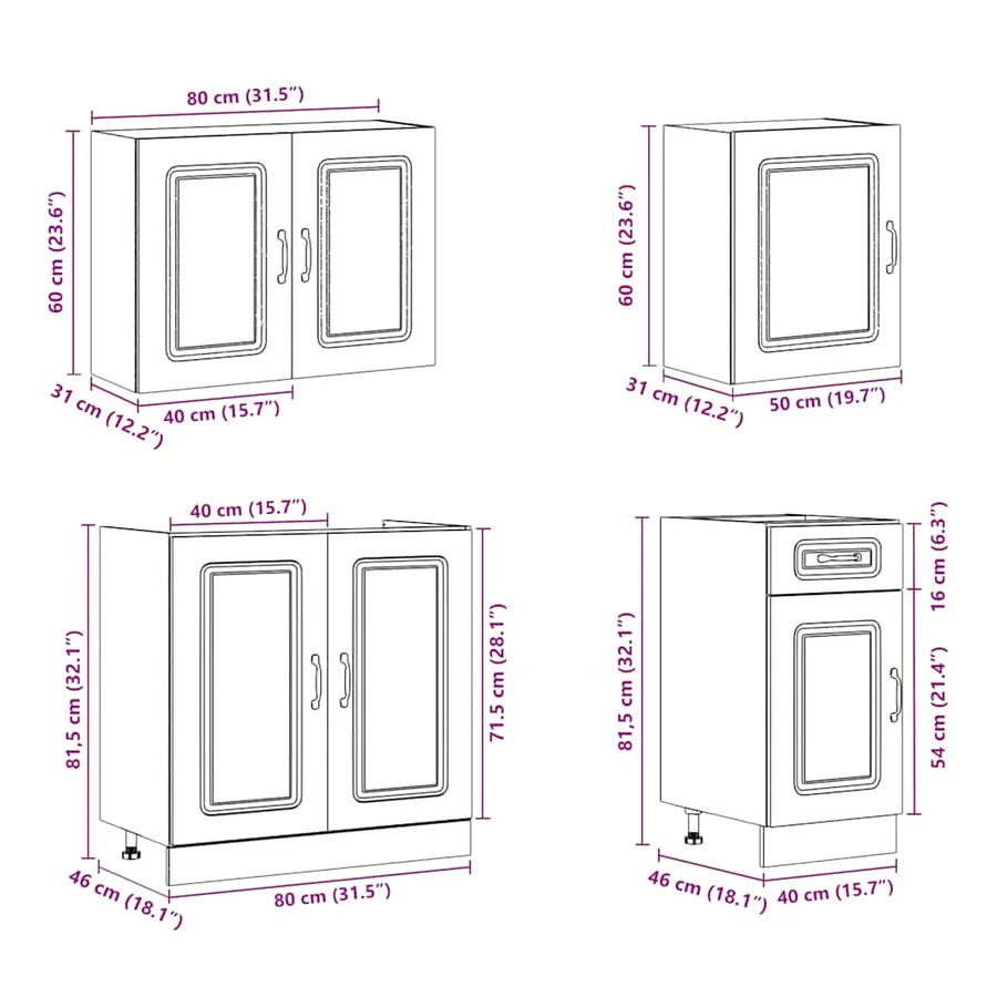 Ensemble d'armoires de cuisine 7 pcs Kalmar bois d'ingénierie - 9