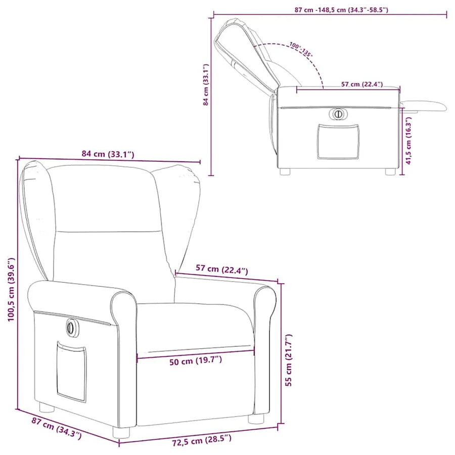 Fauteuil inclinable électrique Taupe Tissu - 15