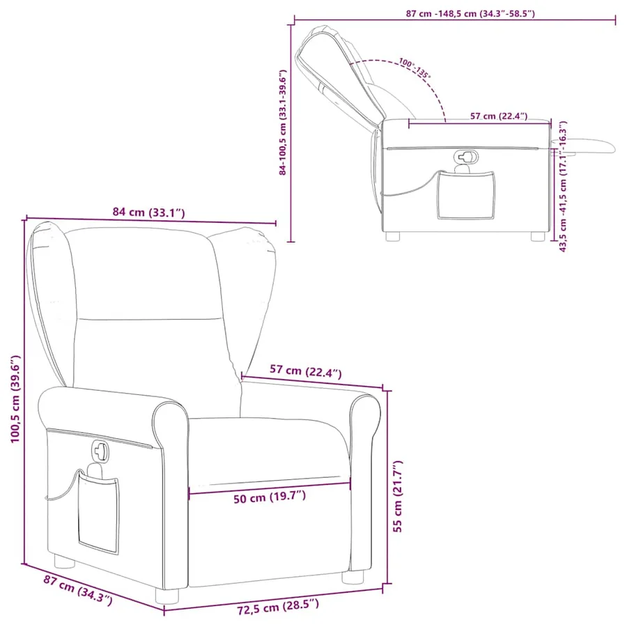 Fauteuil de massage inclinable Vert foncé Tissu - 13