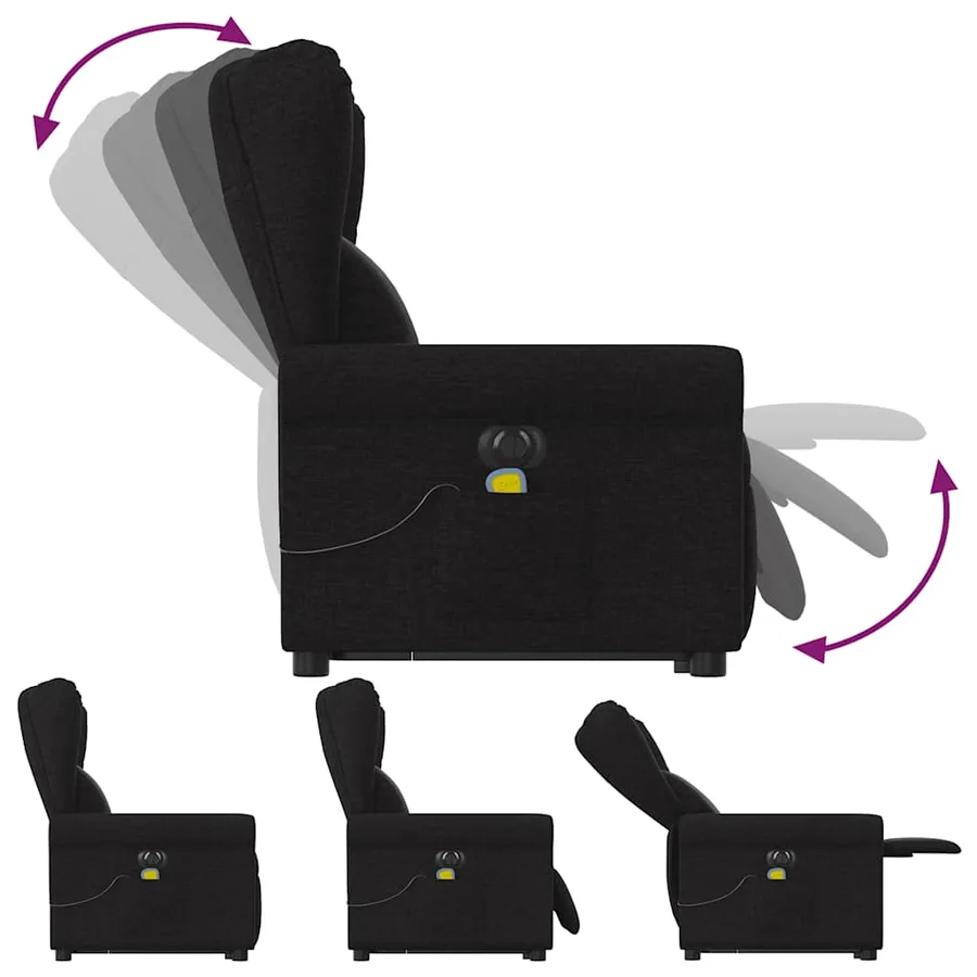 Fauteuil inclinable de massage électrique Noir Tissu - 7