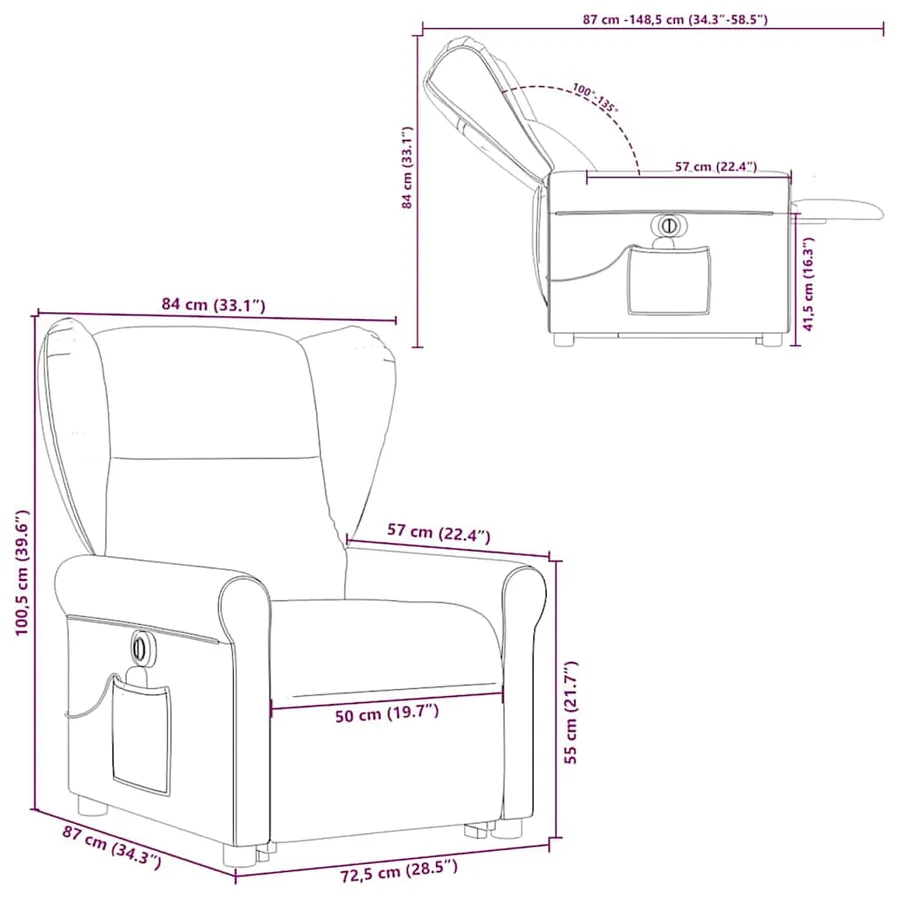 Fauteuil inclinable de massage électrique Vert foncé Tissu - 17