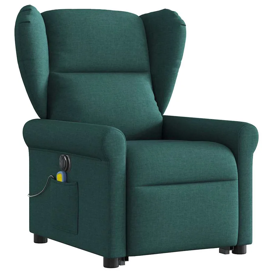 Fauteuil inclinable de massage électrique Vert foncé Tissu - 3