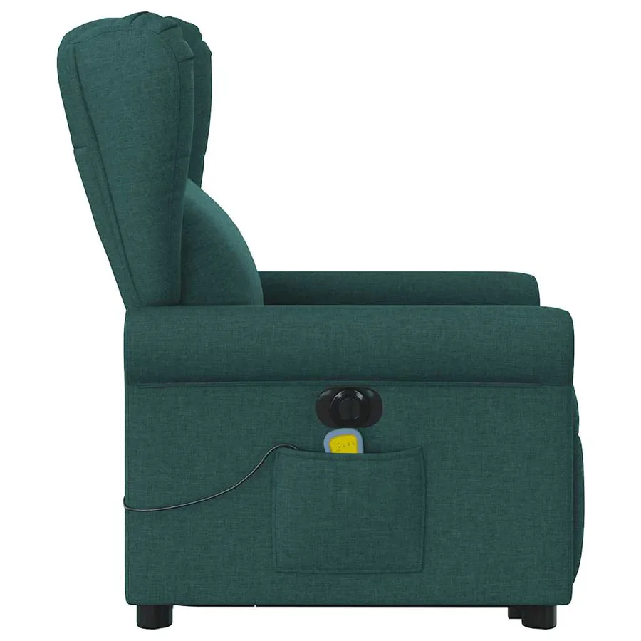 Fauteuil inclinable de massage électrique Vert foncé Tissu - 5