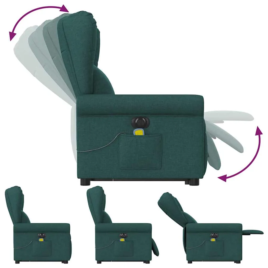 Fauteuil inclinable de massage électrique Vert foncé Tissu - 7