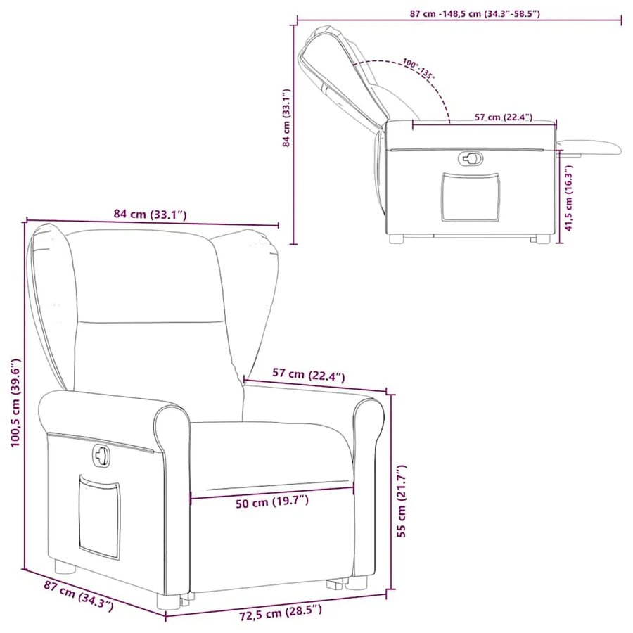 Fauteuil inclinable rouge bordeaux tissu - 15