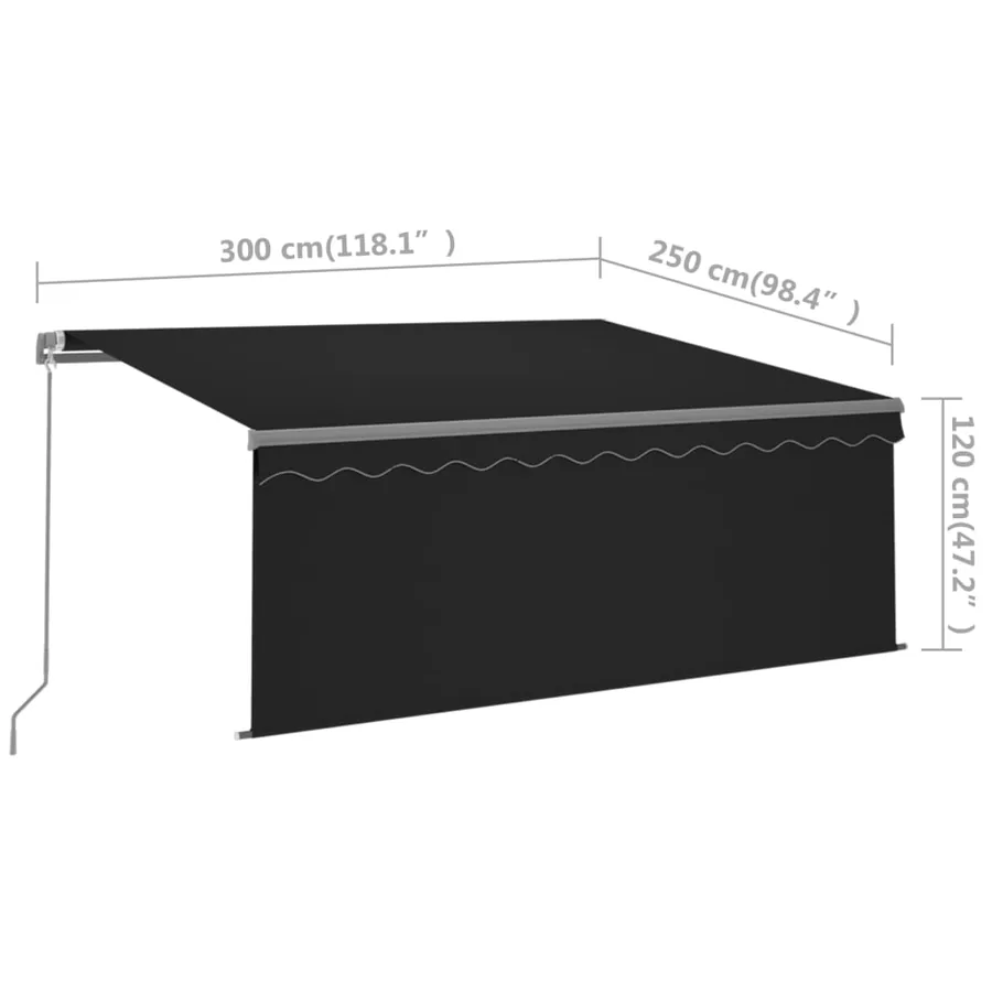 Auvent manuel rétractable avec store 3x2,5 m Anthracite - 7