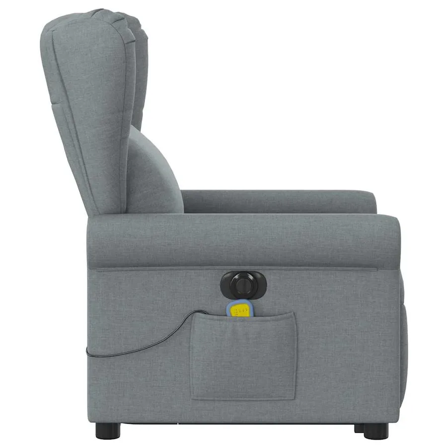 Fauteuil inclinable de massage électrique Gris clair Tissu - 5