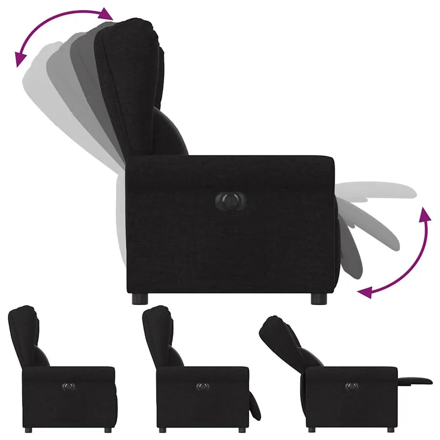 Fauteuil inclinable électrique Noir Tissu - 7
