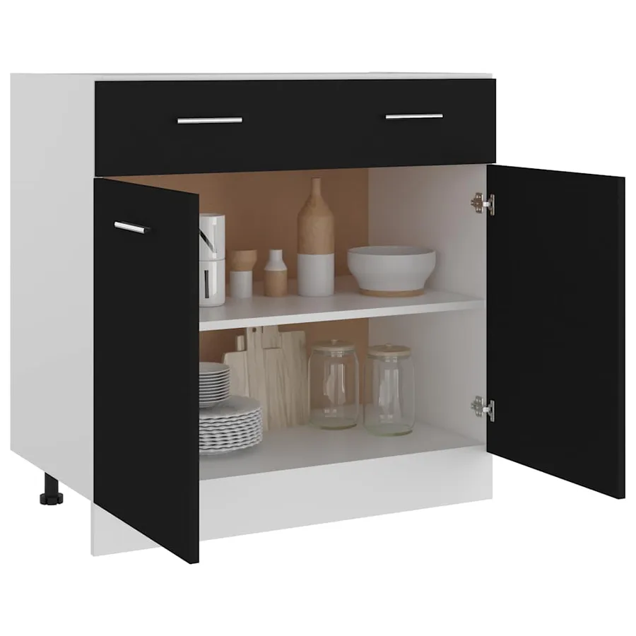 Armoire à tiroirs "Lyon" Noir 80 x 46 x 81,5 cm Bois d'ingénierie - 4