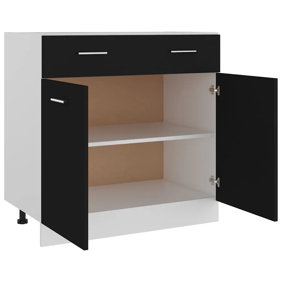 Armoire à tiroirs "Lyon" Noir 80 x 46 x 81,5 cm Bois d'ingénierie - 5