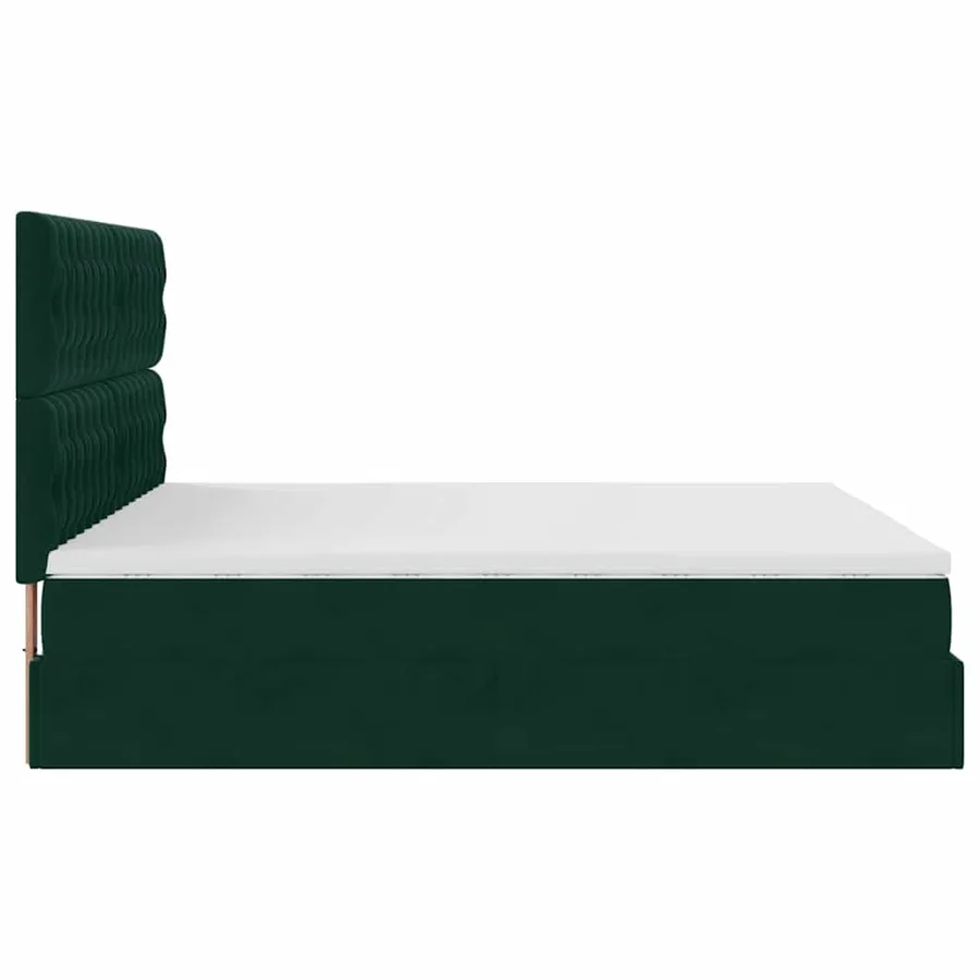 Cadre de lit ottoman avec matelas vert foncé 180x200cm velours - 8