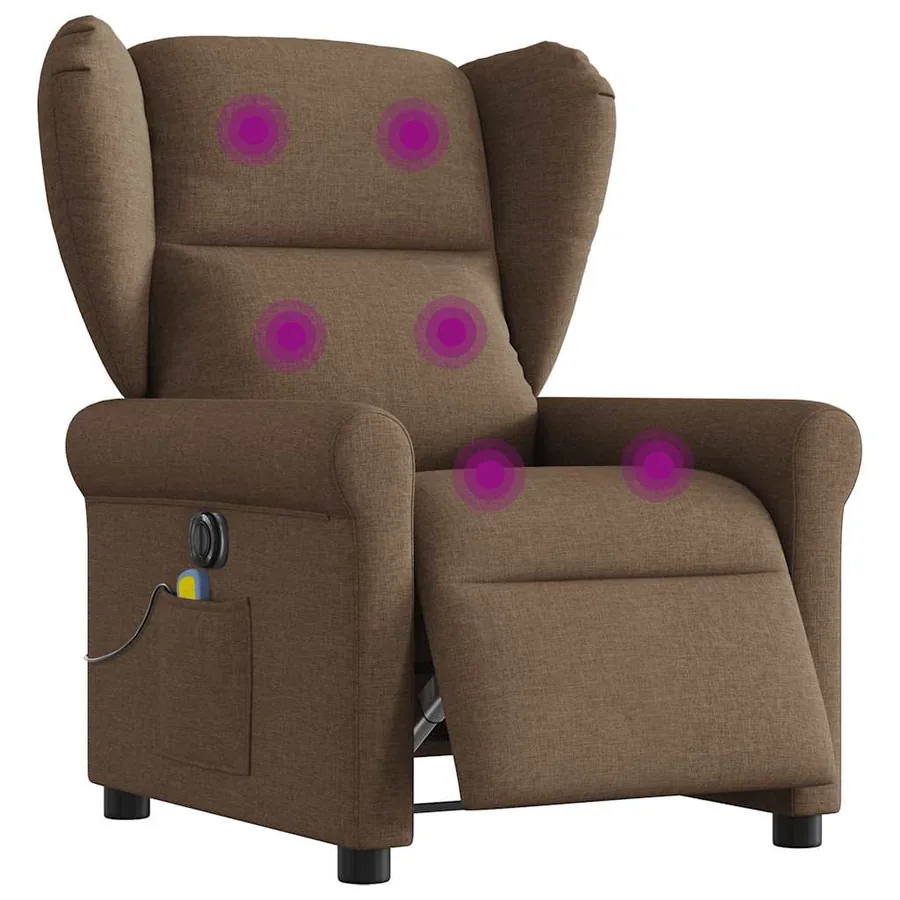 Fauteuil inclinable de massage électrique marron tissu