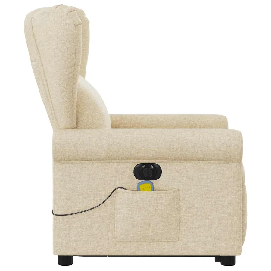 Fauteuil inclinable de massage électrique Crème Tissu - 5