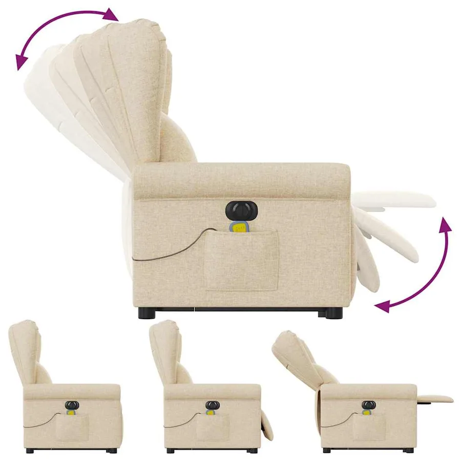 Fauteuil inclinable de massage électrique Crème Tissu - 7