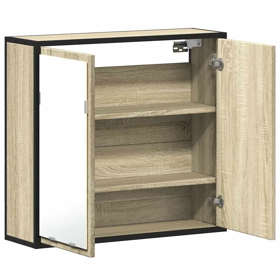 Armoire de salle de bain avec miroir Chêne Sonoma 65 x 20 x 60 cm Bois d'ingénierie - 8
