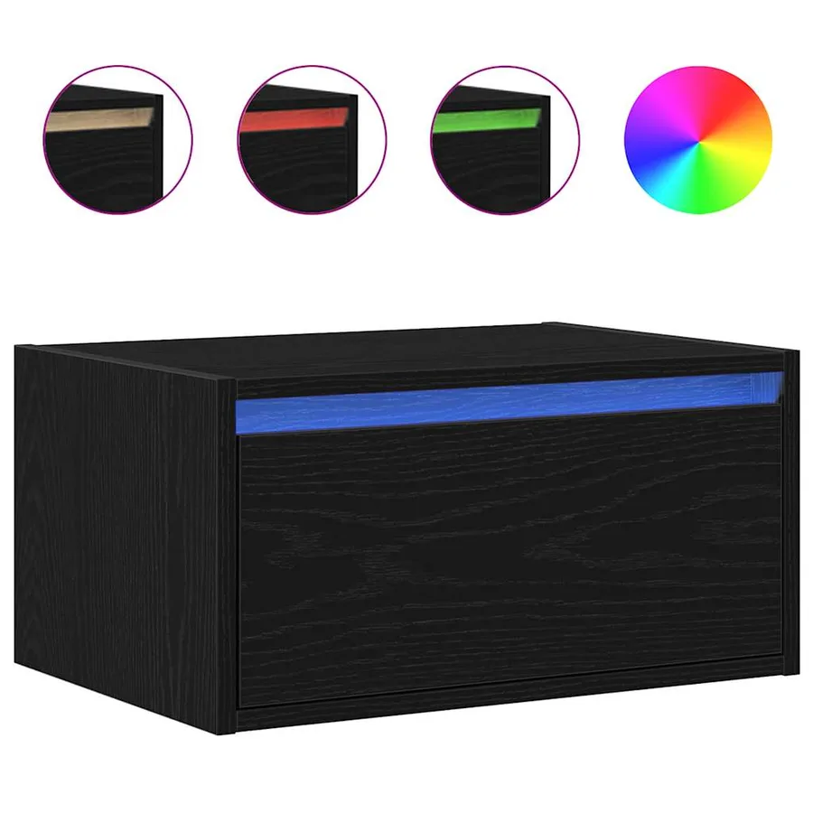 Tables de chevet murales avec lumières LED 2 pcs chêne noir - 6