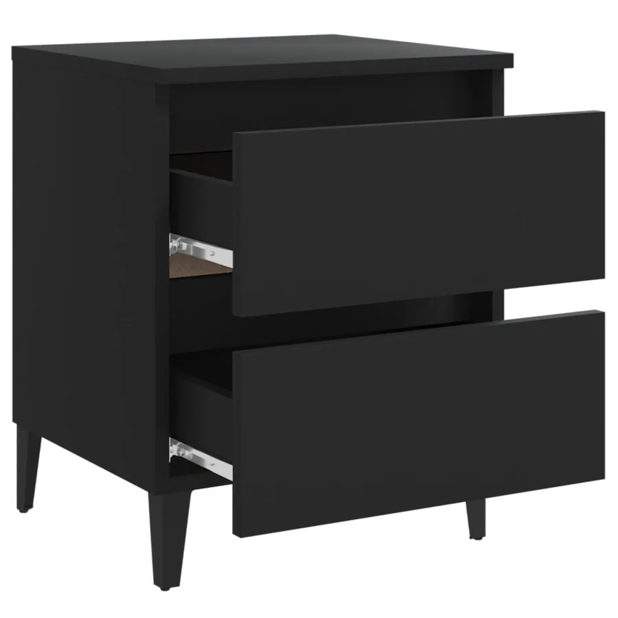 Table de chevet noir 40x35x50 cm bois d'ingénierie - 5