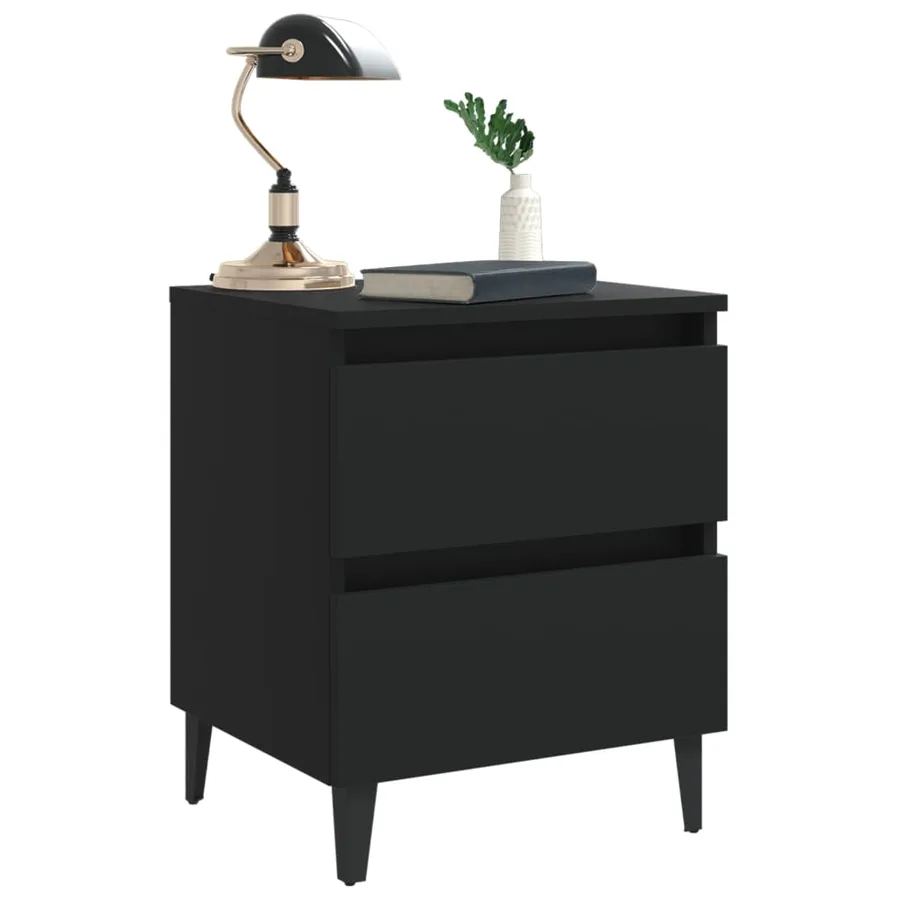 Table de chevet noir 40x35x50 cm bois d'ingénierie - 6