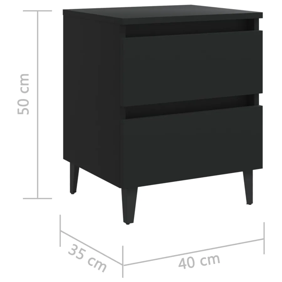 Table de chevet noir 40x35x50 cm bois d'ingénierie - 7