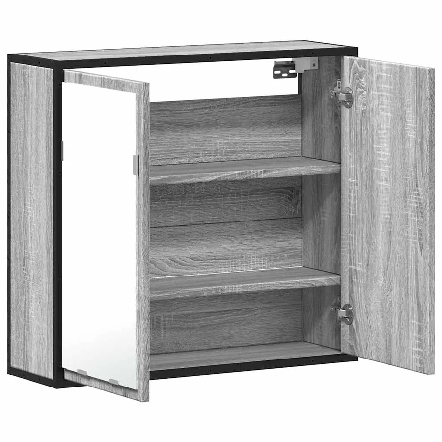 Armoire à miroir de salle de bain sonoma gris bois d’ingénierie - 8