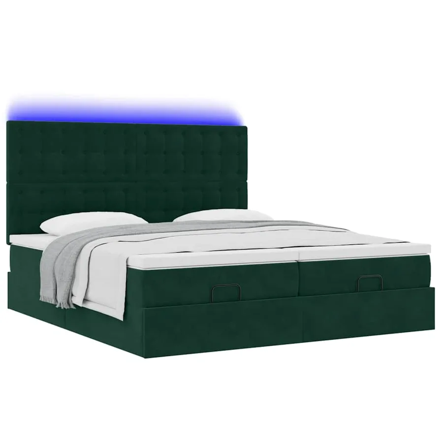 Cadre de lit ottoman avec matelas vert foncé 180x200cm velours - 6