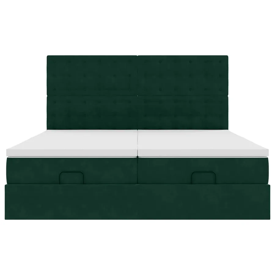 Cadre de lit ottoman avec matelas vert foncé 180x200cm velours - 8