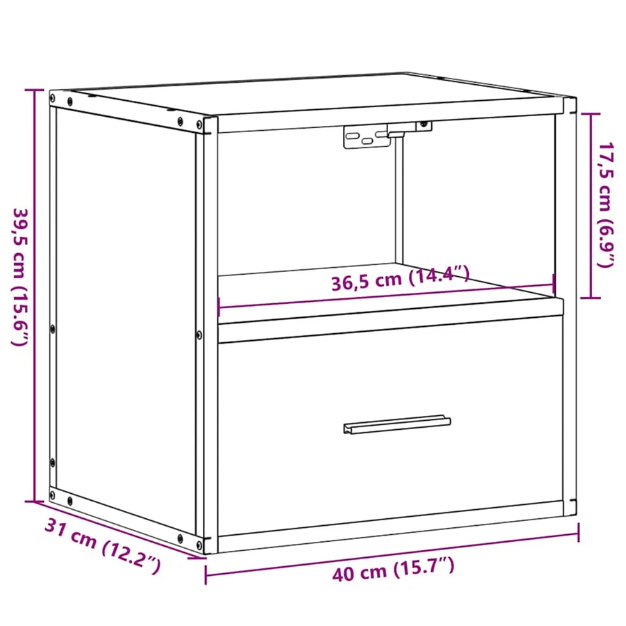 Tables de chevet murales 2 pcs noir 40x31x39,5 cm - 13