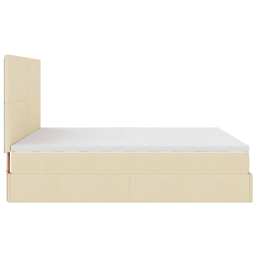 Cadre de lit ottoman avec matelas crème 160x200 cm tissu - 10